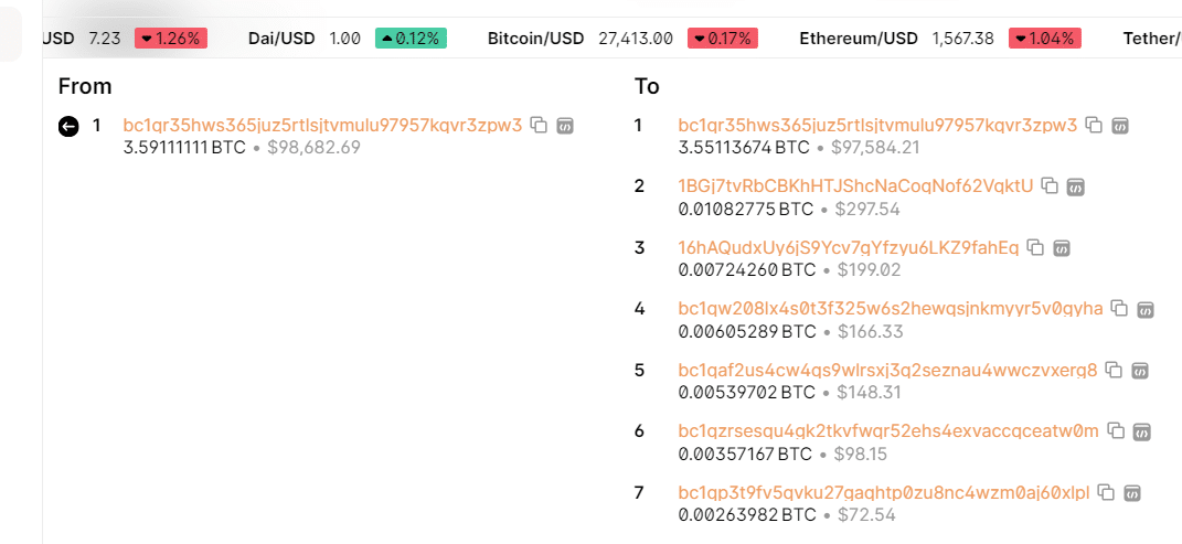 random btc transaction on blockchain